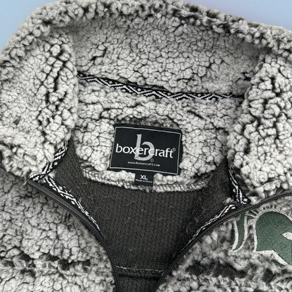 MICHIGAN STATE SPARTANS Men’s XL Gray Sherpa Quarter-Zip Pullover - Picture 3 of 3